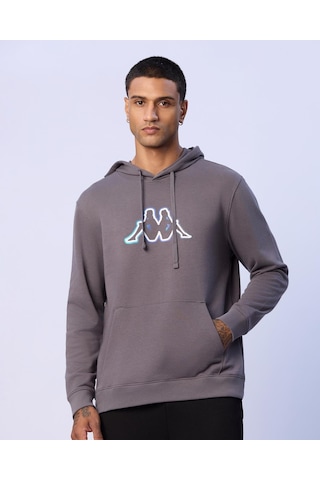Kappa Benjamin Erkek Gri Regular Hoodie