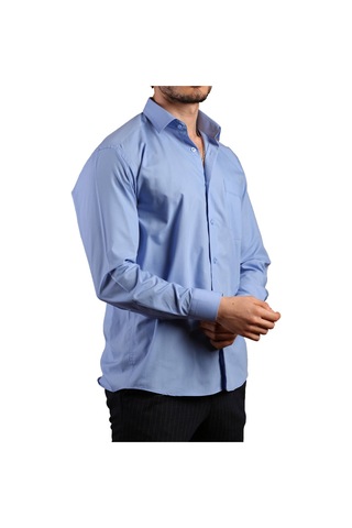 Koyu Mavi Büyük Beden Rahat Kesim Cepli Uzun Kol Regular Fit Erkek Gömlek - 150-23 001