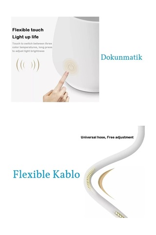 Şarjlı Masa Lambası 3 Renk Dokunmatik Telefon Standlı Bükülebilir