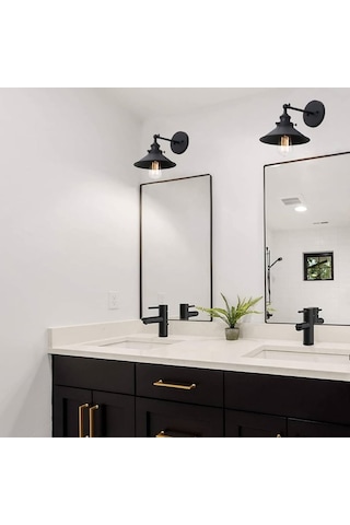 Riolight Vintage,rustik Siyah Mafsallı 1xe27 Banyo Ayna Üstü Apli Siyah