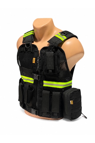 Süngü Tactical Trafik Yelek Çantalı Siyah