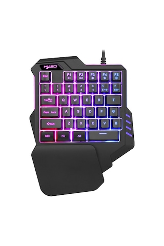 Hxsj G92 Tek El Klavye 35 Tuş Tek El Membran Mini 35 Tuş Oyun Klavyesi Rgb Arka Aydınlatmalı Usb Kablolu Çevrimiçi Oyun İçin Yedek
