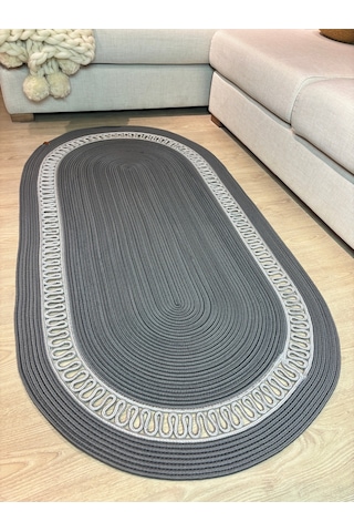 Mavaux Lotus Jüt Hasırlı El Örgüsü Kilim Antrasit - Gri