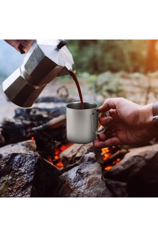 Symbee Titanyum Tencere 750ml - Hafif Ve Dayanıklı, Ev Ve Doğa Kamp, Yürüyüş İçin Uygun, Kapağı Ve Ağız Çantasıyla Gri