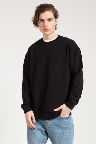 Jahr Marc Asit Yıkamalı Siyah Oversize Erkek Sweatshirt Siyah
