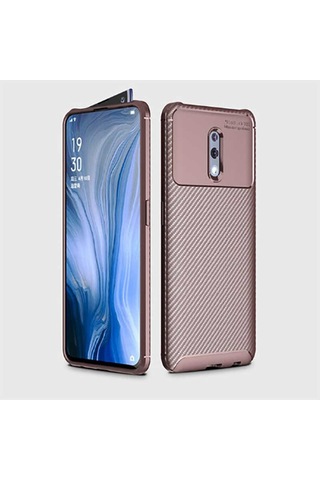 Oppo Reno Kılıf Zore Negro Silikon Kapak Kahverengi
