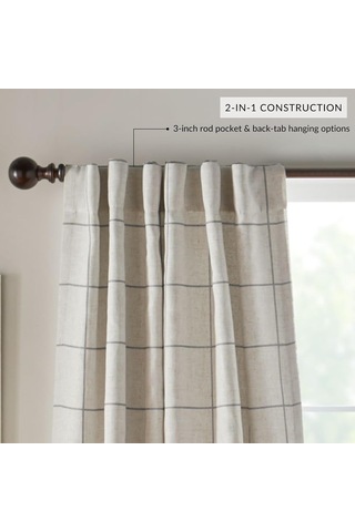 Lexroo Elrene Home Fashions Pencere Paneli Ekose Izgara Karartma Pencere Perde Panelleri/oturma Çok Renkli