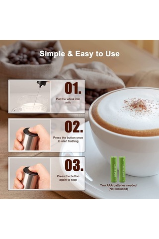 Hfambition El Tutulu Kafe Çay Köpükleyici, Hafif Taşınabilir, Çelik Kefeli, Kahve Latte Çikolata İçin Köpük Oluşturucu Gümüş - Siyah