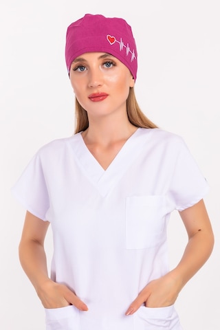 Vişne Kalp Ritimli Nakışlı Doktor Hemşire Hastane Cerrahi Bone B1