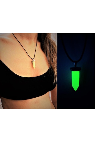 KARANLIKTA PARLAYAN DERİ İP KOLYE-KOL125 Çok Renkli