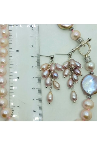 2780 Pembe Doğal Arpa İnci Çelik Aparatlı El Yapımı Küpe Açık Pembe