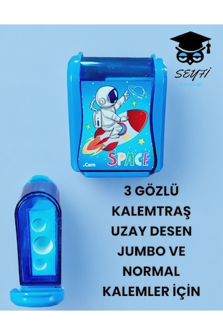 3 Gözlü Kalemtraş Jumbo Ve Normal Kalemler İçin Plastik Gövde