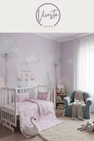 Hayvan Desenli Pamuk Bebek Pike Seti Yumuşak, Antialerjik ve Nefes Alan Kumaş Pembe Renkli