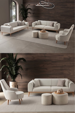 Rebull 3+3+1+1 Koltuk Takımı Bej