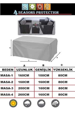Premium Kalın Bahçe Mobilya Brandası Masa Sandalye Kılıfı,bedenli Gri - Gri