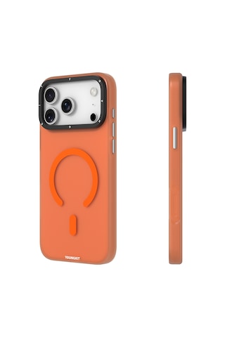 Apple Uyumlu iPhone 17 Pro Max Kılıf M-safe Şarj Özellikli Youngkit Hidden Sand Serisi Kapak Turuncu Turuncu