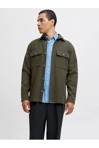 Jack & Jones Jack&jones Jprrayle Melange Solid L/s Erkek Gömlek 12286840 Haki