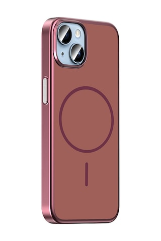 Apple iPhone Uyumlu 15 Kılıf M-safe Şarj Özellikli Zore Lora Pc Kapak - Mürdüm