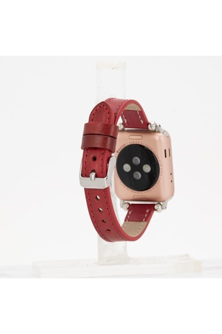 Bloomband Signature Crimson Red Leather Apple Uyumlu Watch Band - 44/45/46/49mm