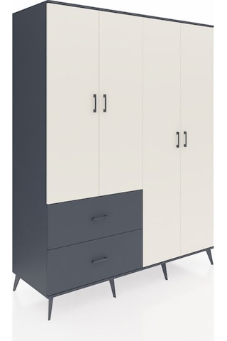Kronos Gardrop 4 Raflı 2 Çekmeceli 2 Askılı 176x59x221 Antrasit-aytaşı/antrasit Aytaşı/antrasit