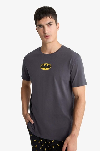 Defacto Batman Pijama Takımı Regular Fit Kısa Kollu Üst Uzun Alt D2604ax25auar150 Antrasit