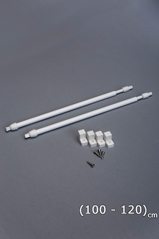 100 - 120 Cm Ayarlanabilir Briz Çubuğu 2 Adet Alüminyum Perde Borusu 4 Adet Başlık 100-120 Cm Beyaz