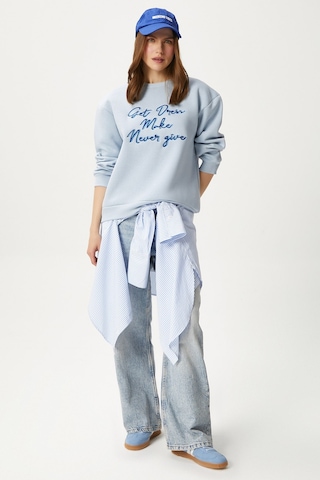 Kadın Dress Nakışlı Mavi Sweatshirt Mavi