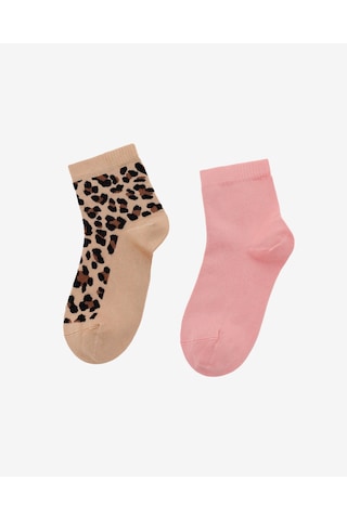 Skechers 2'li Paket Softluxe Bilek Üstü Çorap Kadın Leopar-pembe Çorap S2520317-3474