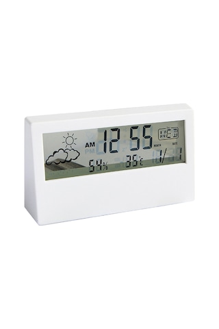 Lemestar Beyaz Şeffaf Lcd Dijital Alarm Saat - Zaman, Tarih, Hafta Günü, Sicaklık Ve Nem Gösterici - Yumuşak Alarm Ve Uyandırma Fonksiyonu
