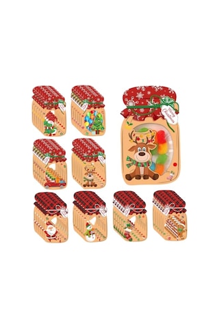 Geeksen 48 Adet Noel Temalı Şeker Sarma Kartı Seti - 8 Farklı Desenli Noel Baba, Geyik, Kar Tanrısı - Transparent Poşet Ve Çift Taraflı Bantlı - Noel Partileri, Hediyeler İçin