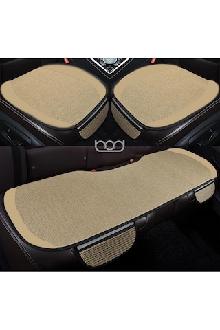 Bod Oto Koltuk Koruyucu Keten Minder Cepli 3 Lü Set Bej