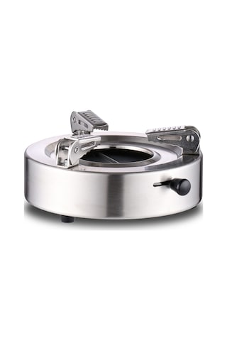 Ximistore9 Dışarıda Taşınabilir Paslanmaz Çelik Alkol Ocağı: Ayarlanabilir Alev, Ev/hotel/barbekü Kullanıma Uygun, Anti Kayma Tabanlı Gümüş