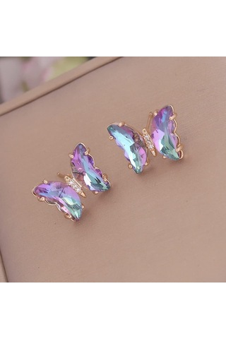 Kelebek Kolye Küpe Kadınlar İçin Basit Kübik Zirkonya Altın Kelebek Kolye Küpe Kolye Sevimli Kristal Kelebek Takı Seti Kadın Hediye Takı Diğer