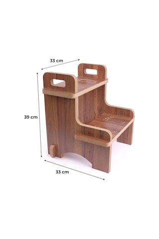 Rozitoys Ahşap Montessori Kaymaz Basamak Tabure Banyo Ve Lavabo Yükseltici Merdiven, 36x36x40 Cm, Mdf Melamin Kapl Genel