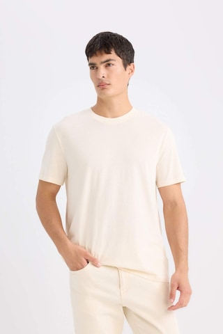 Defacto Pamuk New Regular Fit Bisiklet Yaka Basic Düz Kısa Kollu Tişört - Ekru V7699AZ25SPER98