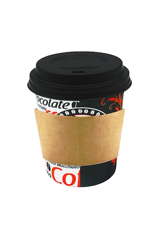 8 Oz Siyah Kapaklı Tutamaçlı Kahve Karton Bardak 250 ml - 100'lü