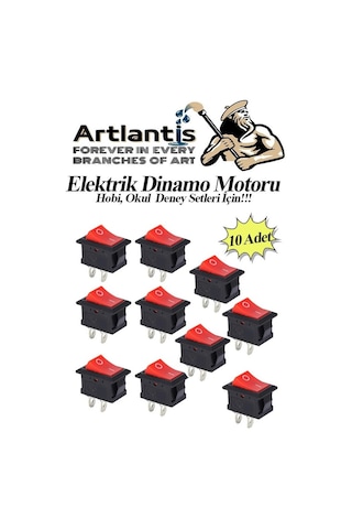 Mini Anahtar Arapuar Çıtçıt Anahtar 10 Adet Elektrik Devresi İçin Açma Kapama Düğmesi On / Off Kırmızı Siyah Anahtar