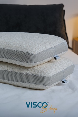 Visco Yastık Doğal Keten Kılıflı Ergonomik Visco Yastık 65 x 40 x 14 CM