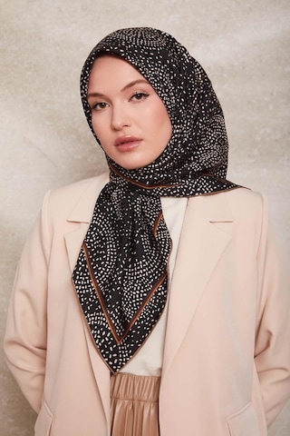 Levidor Noktalı Daireler Baskı Twill İpek Eşarp-0933 Siyah