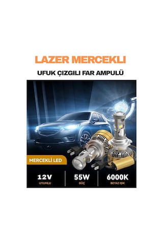 Volkswagen Passat B8 2015 - 2023 Kısa Far Uyumlu Mercek Led Ufuk Çizgili Far Ampulü Led Şimşek Etkili
