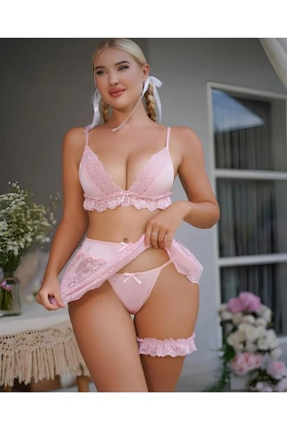 Month And Day- Sugar&lace 4 Parça Jartiyer Set Pembe