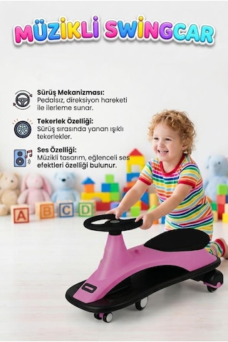 Müzikli Ve Işıklı Tekerlekli 1 Fonksiyonlu Pedalsız Eğitici Bin-git Oyuncak Karınca Kaykay