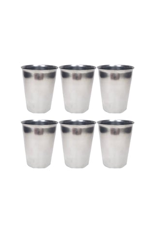 6 Adet Paslanmaz Çelik Krom Bardak 9 X 7,5 X 5,5cm Metal