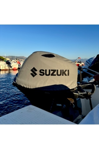 Tekne Motor Kılıfı Dıştan Takma Marin Deri Suzuki 20 Hp