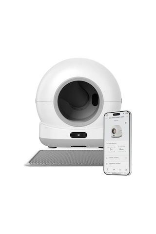 Xenon Smart Kedi Tuvaleti Ve Mama Kabı 2'li Set Wifi, 72l Otomatik Kedi Tuvaleti, Çelik Mama Kabı, Mobil Kontrol Beyaz