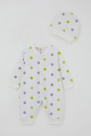 Breeze Erkek Bebek Tulum Büyük Renkli Puantiyeli 0-6 Ay, Ekru Ekru