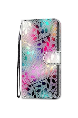 Oppo A5 2020 Boyalı Kapaklı Manyetik Kapatma Vitray Kılıf Çok Renkli