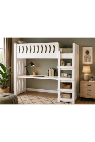 Ranza Çalışmalı Kıtaplıklı Beyaz 1.sınıf Mdf 190 90cm 90 x 190