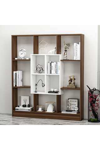 Mars Kitaplık - Ceviz / Parlak Beyaz