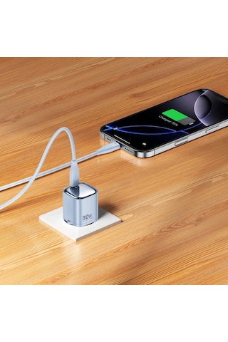 Şarj Cihazı Adaptörü 30w Gan Type-c Kablolu Hızlı Şarj Aleti İphone 15 16 17 Pro Max Samsung Uyumlu